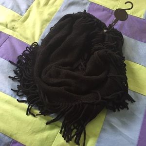 Black fringe infinity scarf